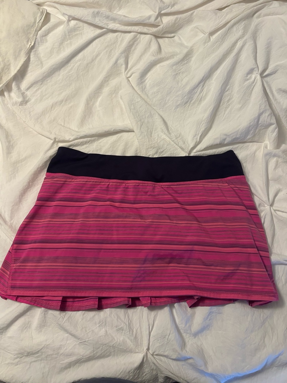 lululemon Pink Striped Active Skirt with Black Waistband